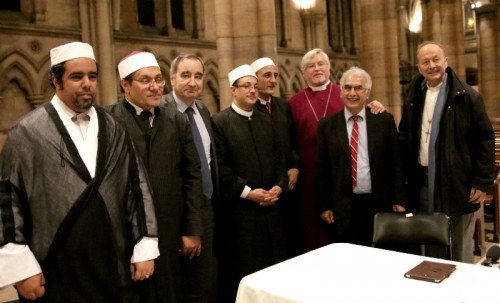 Religious leaders, Muslim theologians gather at the Cathedral of the Holy Trinity in Paris for a Nov. 17 conversation about peacemaking. Photo: Jere Skipper